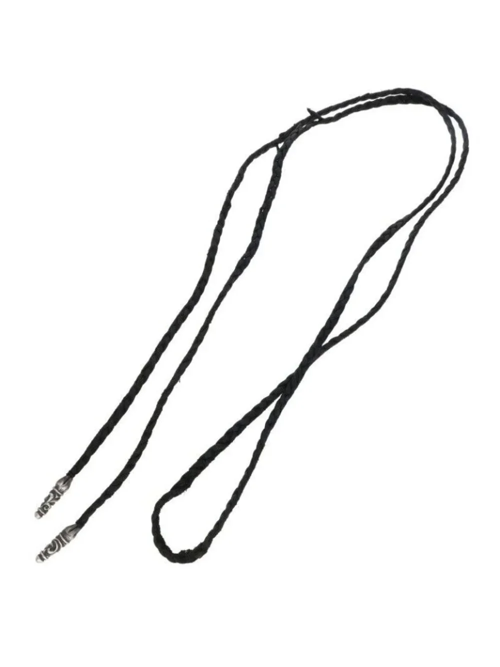 Chrome Hearts Leather Braid Scroll Silver Necklace